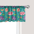 Ambesonne Floral Window Valance, Pattern with Lotus Flowers Peonies and Chrysanthemums Oriental Motifs Garden Art, Curtain Valance for Kitchen Bedroom Decor with Rod Pocket, 54" X 12", Teal