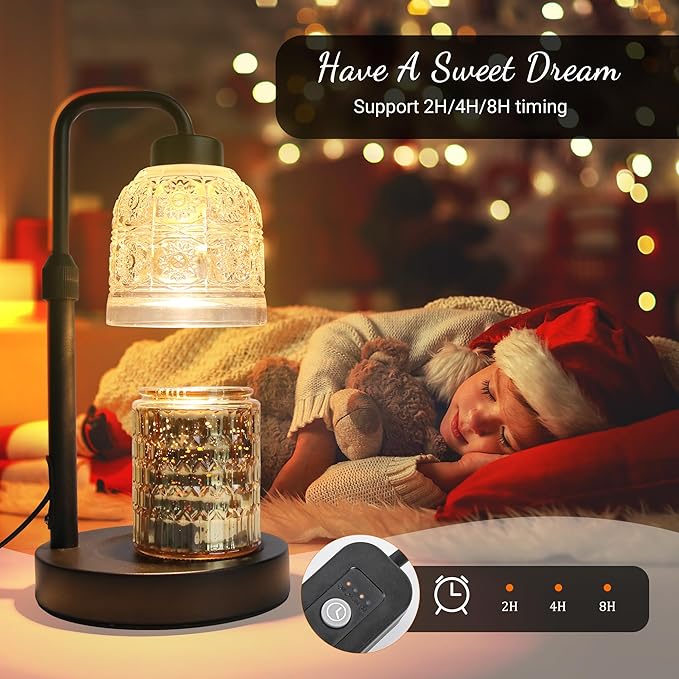 AIFEI Candle Warmer Lamp with Timer, Dimmable Adjustable Height Candle Lamp, Birthday Gifts for Women Mom Sister Friends, Candle Warmer Gifts New Home Decor, Candle Lamp Warmer with 2 Bulbs - Black