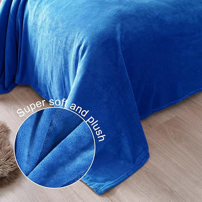 Exclusivo Mezcla Fleece Blanket King Size for Bed, Super Soft and Warm, All Season Use, Cozy, Plush, Lightweight, 90x104 Inches, Cobalt Blue