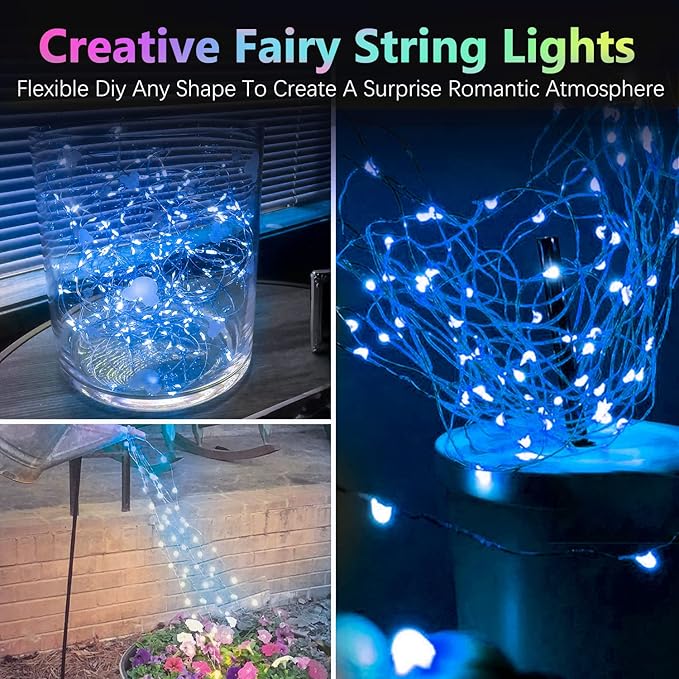 4 Pack 20FT 60LED Christmas Battery Operated Fairy Lights with Timer, Waterproof Battery String Lights Outdoor Indoor, Battery Twinkle Light for Bedroom Wedding Birthday Party Chirstmas (Blue)