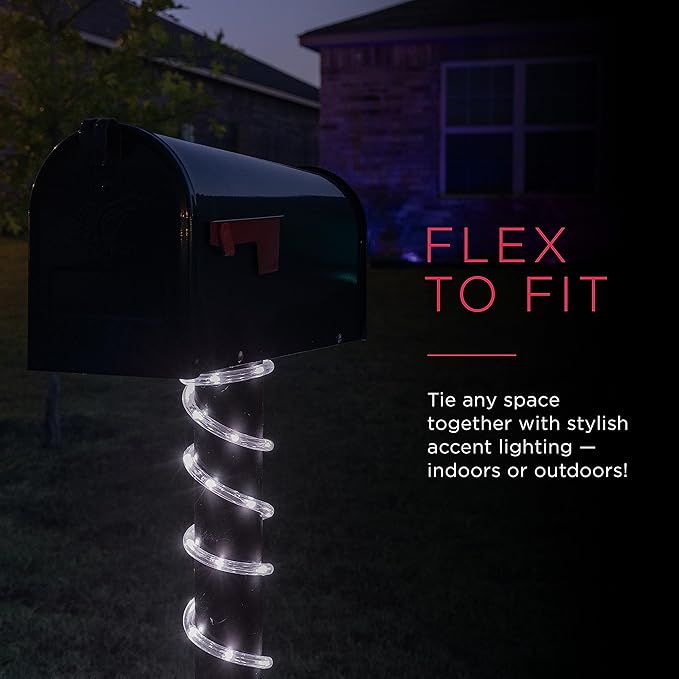 UltraPro LED Rope Lights, 25ft Classic Clear Rope, Cool White Light 5000K, Indoor/Outdoor, Flexible, Linkable, Durable, Outdoor, 54843 (Pack of 6)