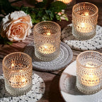 48 Packs Votive Candle Holders, Clear Tea Lights Candle Holders Bulk Tealight Candle Holder for Table Glass Holder for Wedding Decoration
