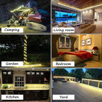 48ft Warm White LED Rope Lights Outdoor - 324 LEDs Christmas Rope Lights, 120V ETL Certified, Connectable to 192ft, Weather-Resistant, w/24 Mounting Clips & Screws - Cozy Home & Café Decor
