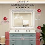 Keonjinn LED Bathroom Mirror 48 x 36 in with Backlit and Front Lights, Stepless 3 Colors Temperature & Dimmable Wall Mirror, UL Listed LED Driver, Tempered Glass Double Lighted Bathroom Vanity Mirror