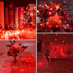 3 Pack Fairy Lights Battery Operated with Remote Control Timer, 26 FT 80 LED String Lights Outdoor Indoor Decorations, 8 Modes Twinkle Lights for Christmas Party Wedding Birthday Bedroom Décor (Red)