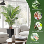 6FT Artificial Palm Tree, Tall Faux Palm Tree Indoor with Black Fake Plants Tall, Artificial Plants with Lifelike Leaves for Home Office Decor (Black)