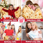 Jorbest Burritos Tortilla Throw Blanket Birthday Gifts for Adult and Kids, Realistic Tortilla Food Blanket Funny Gifts for Women Men Teen Mom Dad, 285 GSM Soft Flannel Taco Blanket (Tan, 71 inches)