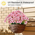 AGIRL 24 Bundles Artificial Flowers for Outdoor,No Fade Fake Plastic Flowers Faux Plants for Decoration Hanging Planters Indoor Outside Garden Porch Window Box Home Wedding Farmhouse