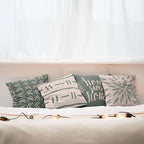 Ambesonne Modern Throw Pillow Cushion Case Pack of 4, Scandinavian Minimal Ornaments Boho Feather Leaves and Home Phrase, Modern Accent Double-Sided Digital Printing, 20", Pale Tan and Reseda Green