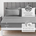 Love's cabin Queen Comforter Set Grey, 7 Pieces Queen Bed in a Bag, All Season Bedding Sets with 1 Comforter, 1 Flat Sheet, 1 Fitted Sheet, 2 Pillowcase and 2 Pillow Sham