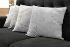 Ambesonne Marble Throw Pillow Cushion Case Pack of 4, Modern Design Illustration of Geometric Golden Yellow Tone Lines Shapes, Modern Accent Double-Sided Digital Printing, 24", Grey Mustard