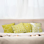 Ambesonne Vintage Throw Pillow Cushion Case Pack of 4, Monochrome Design Grid Trellis Quatrefoil Mesh and Dahlia Flowers Modern Print, Modern Accent Double-Sided Digital Printing, 18", Yellow White