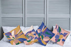 Ambesonne Floral Throw Pillow Cushion Case Pack of 4, Abstract Flowers and Petals with Exotic Vibes Colorful Modern Style, Modern Accent Double-Sided Digital Printing, 18", Rose Dark Violet Mustard