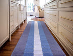 Custom Size Coastal Nautical Style Runner Rug Carpet for Hallway Entryway, Slip Resistant Latex Rubber Backed, 31 inch Wide X Customized Length, Squares Blue, 31 inch X 33 feet