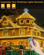 Ollny Christmas Lights Warm White, 600LED 197FT Christmas Tree Lights IP67 Waterproof, Plug in Fairy Lights with Remote 8 Modes Timer, Xmas Light for Outdoor Indoor House Holiday Decor