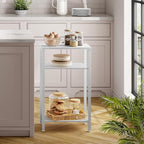Hoctieon 3 Tier End Table, Telephone Table, Narrow Side Table with Storage, Nightstand for Small Spaces, Metal Frame, for Living Room, Bedroom, Sofa Couch, Hall, Easy Assembly, White