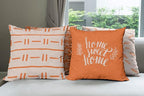 Ambesonne Modern Throw Pillow Cushion Case Pack of 4, Scandinavian Minimal Ornaments Boho Feather Leaves and Home Phrase, Modern Accent Double-Sided Digital Printing, 20", Pale Tan and Burnt Orange