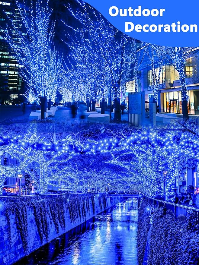 4 Pack 100 LED Fairy Lights Battery Operated with Remote, 33FT Waterproof Twinkle Lights with Timer & 8 Modes, Fairy String Lights Outdoor Indoor for Bedroom Classroom DIY Christmas Decor (Blue)