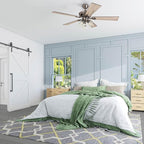Prominence Home Glenmont, 52 Inch Farmhouse LED Ceiling Fan with Light, Pull Chain, Three Mounting Options, Dual Finish Blades, Reversible Motor - 50388-01 (Pewter)
