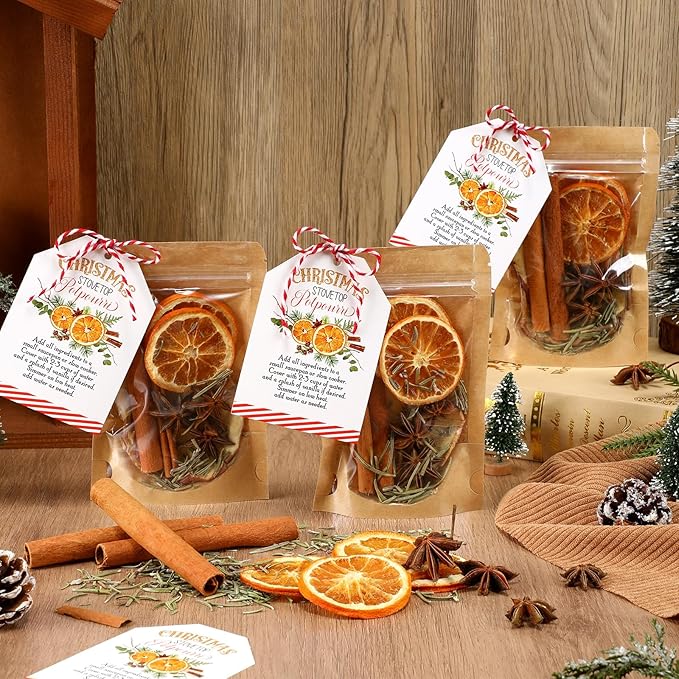6 Pack Christmas Potpourri Simmer Pot Kit Christmas Stovetop Potpourri with Apple, Orange, Cinnamon and Illicium Verum Air Freshener Sachet for Xmas Home Fragrance Housewarming Hostess Gifts