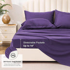 Love's cabin California King Comforter Set Dark Purple, 7 Pieces California King Bed in a Bag, All Season Bedding Sets with 1 Comforter, 1 Flat Sheet, 1 Fitted Sheet, 2 Pillowcase and 2 Pillow Sham