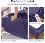 California Design Den Twin Sheets Set - Soft 400 Thread Count Sateen, Natural 100% Cotton Sheets with Deep Pockets, Cooling and Durable Bedding Set - Purple