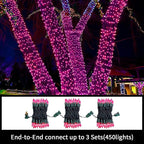 LAMPHOME Super-Bright Extendable Pink Christmas Lights Decoration 300Lights 63.8ft(2pk of 150L) UL Certified Mini Bulb String Lights Set for Outdoor Christmas Tree Garden Holiday Party Patio Decor