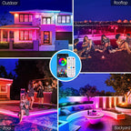 FBZ 200Ft Outdoor Waterproof LED Strip Lights,Music Sync RGB IP65 Led Lights with App Control and Remote,Color Changing Waterproof Led Rope Lights for Outdoor,Balcony,Roof,Garden,Stairs Party (200FT)
