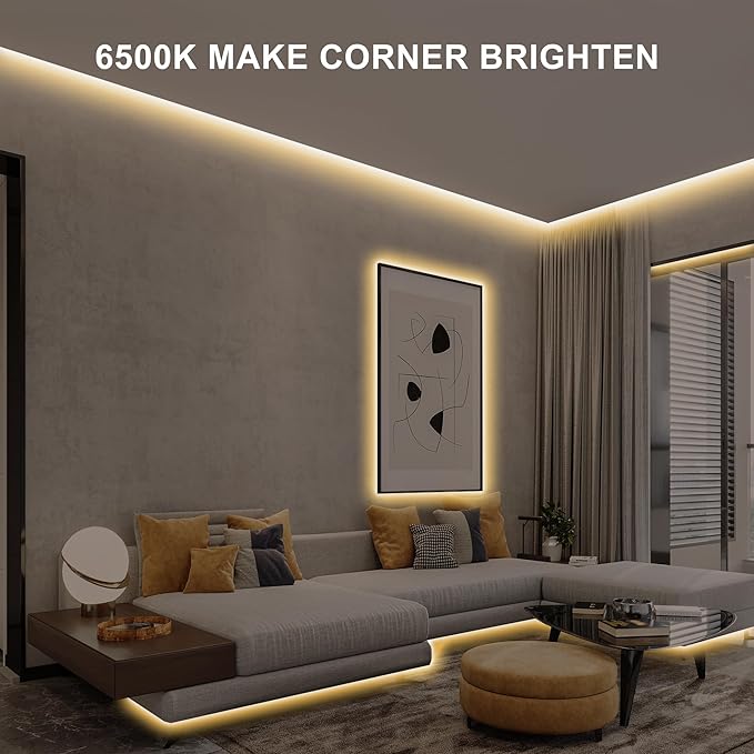 32.8ft COB Led Strip Light with Remote, 2700K Dimmable Bright Warm White Led COB Strip Light, White Led Strip Light for Mirror, Stair, Cabinet, Room