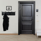 WEBI Wall Mounted Coat Rack, 16" Hole to Hole, Large Hanger Hook Rack, 5 Hooks for Hanging Coats, Hats, Jacket, Clothes, Entryway, Black, 2 Packs