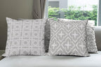 Ambesonne Vintage Throw Pillow Cushion Case Pack of 4, Monochrome Design Grid Trellis Quatrefoil Mesh and Dahlia Flowers Modern Print, Modern Accent Double-Sided Digital Printing, 20", Grey White