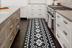 Custom Length Cut to Size Tribal Ethnic Southwestern Inspired Hallway Runner Rug, Non Slip Rubber Backed, 31 inch Wide X Customized Length, Aztec Black, 31 inch X 8 feet