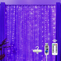 Brightown 300 LED Purple Halloween Fairy Curtain Lights, 9.8ft x 9.8ft Curtain String Lights, USB Plug in 8 Lighting Modes LED Christmas String Hanging Lights with Remote for Bedroom Indoor Weddings
