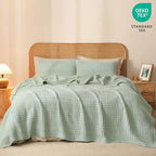 PHF 100% Cotton Waffle Weave Blanket Twin Size for Bed, Soft Lightweight & Breathable, All-Season Comfort, Luxury Aesthetic Woven Bedding for Home Decor, 66"x90", Mint Green