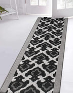 Custom Length Cut to Size Fleur de Lis Inspired Carpet Runner Rug for Hallways, Non Slip Rubber Backed, 31 inch Wide X Customized Length, Royal Grey, 31 inch X 25 feet