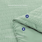 HYMOKEGE Sage Green Twin XL Comforter Set Seersucker 5 Pieces, All Season Luxury Bed in a Bag for Bedroom, Bedding Set with Comforter, Sheets, Pillowcase & Sham