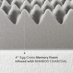 Best Price Mattress Mellow 4 Inch Egg Crate Memory Foam Mattress Topper with Infusion, Queen