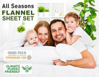 RUVANTI Flannel Sheets Queen Size - 100% Cotton Double Brushed Bed Sheets, Deep Pockets 16 Inches Queen Sheet Set, All Seasons Breathable & Extra Soft - Warm & Cozy, 4 Piece, Cloud Nine
