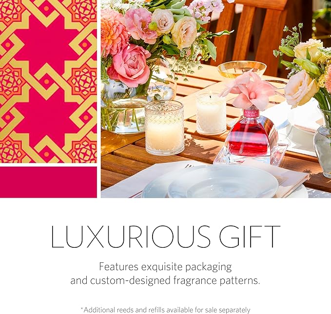 AGRARIA PetiteEssence Flower and Reed Diffuser Set, Hand Crafted Sola Flower Botanical Home Fragrance, Scented Oil Gift Set for All Occasions