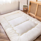 MAXYOYO Japanese Floor Mattress Futon Mattress, Thicken Sleeping Pad Foldable Roll Up Floor Futon for Adults Tatami Mat Dormitory Bed Lounger, Off White, Twin Size
