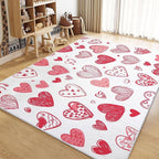 Area Rugs for Living Room 5x8 ft Cartoon Hand-Painted Red Love Washable Area Rug, Non Slip Floor Carpet, Ultra Soft Low Pile Rugs, for Bedroom, Dining Room, Office, Home Decor Rug
