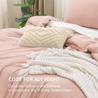 Litanika Comforters Blush Oversized Queen Size, 3 Pieces Lightweight Solid Bedding Set & Collections, All Season Fluffy Bed Set (98x98In Comforter & 2 Pillowcases)