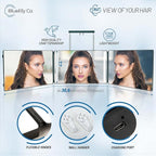 3 Way Mirror, Three Way Mirror for Braiding Hair & Hair Styling, LED Mirror, 360 View
