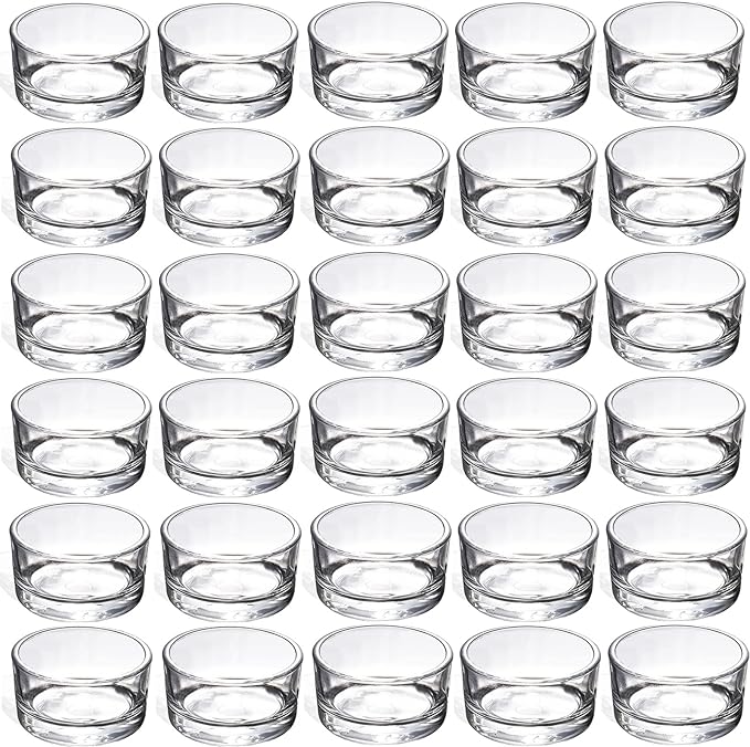 GOLDEAL 60-Pcs Tealight Candle Holders,Small Clear Glass,Tealight Holders Bulk Use for Weddings Parties Dinner,for 1.5" Tealight. Candle Mould