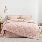 Love's cabin Twin XL Bedding Set, 5 Pieces Pink All Season with Comforter, Sheets, Pillowcase & Sham