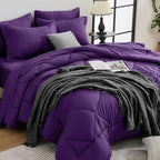 HEVUMYI Purple Twin Comforter Set - 5-Piece All Season Bed in a Bag Twin, Ultra Soft Bedding Set with Comforter, Flat Sheet, Fitted Sheet, Pillowcases, Pillow Shams