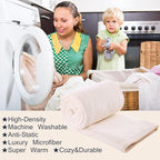 HOZY Soft Blanket King Size Fleece Warm Fuzzy Throw Blankets for The Bed Sofa Lightweight 350GSM Ivory 90"*108"