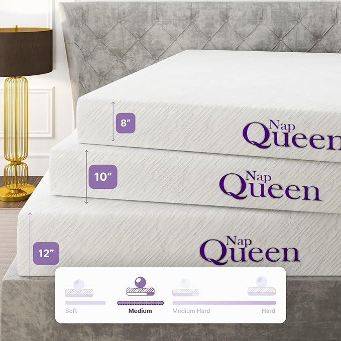 NapQueen Full Mattress, 14 Inch Elizabeth Cooling Gel Memory Foam Mattress, Full Bed Mattress in a Box, CertiPUR-US Certified, Medium Firm, Breathable Soft Fabric Cover