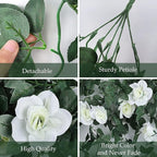 Artificial Hanging Rose Plant 4Pieces 3.3Ft Faux Ivy Plants Fake Outdoor Flowers Vines,UV Resistant for Wedding, Home, Office, Arch,Arrangement Decoration (White)