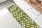Custom Size Moroccan Trellis Runner Rug Mat for Wide Hallway Entryway Kitchen Laundry Room with Slip Resistant Latex Rubber Backing, Trellis Green, 31 inch X 12 feet